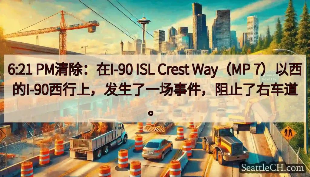 6:21 PM清除：在I-90 ISL Crest Way（MP