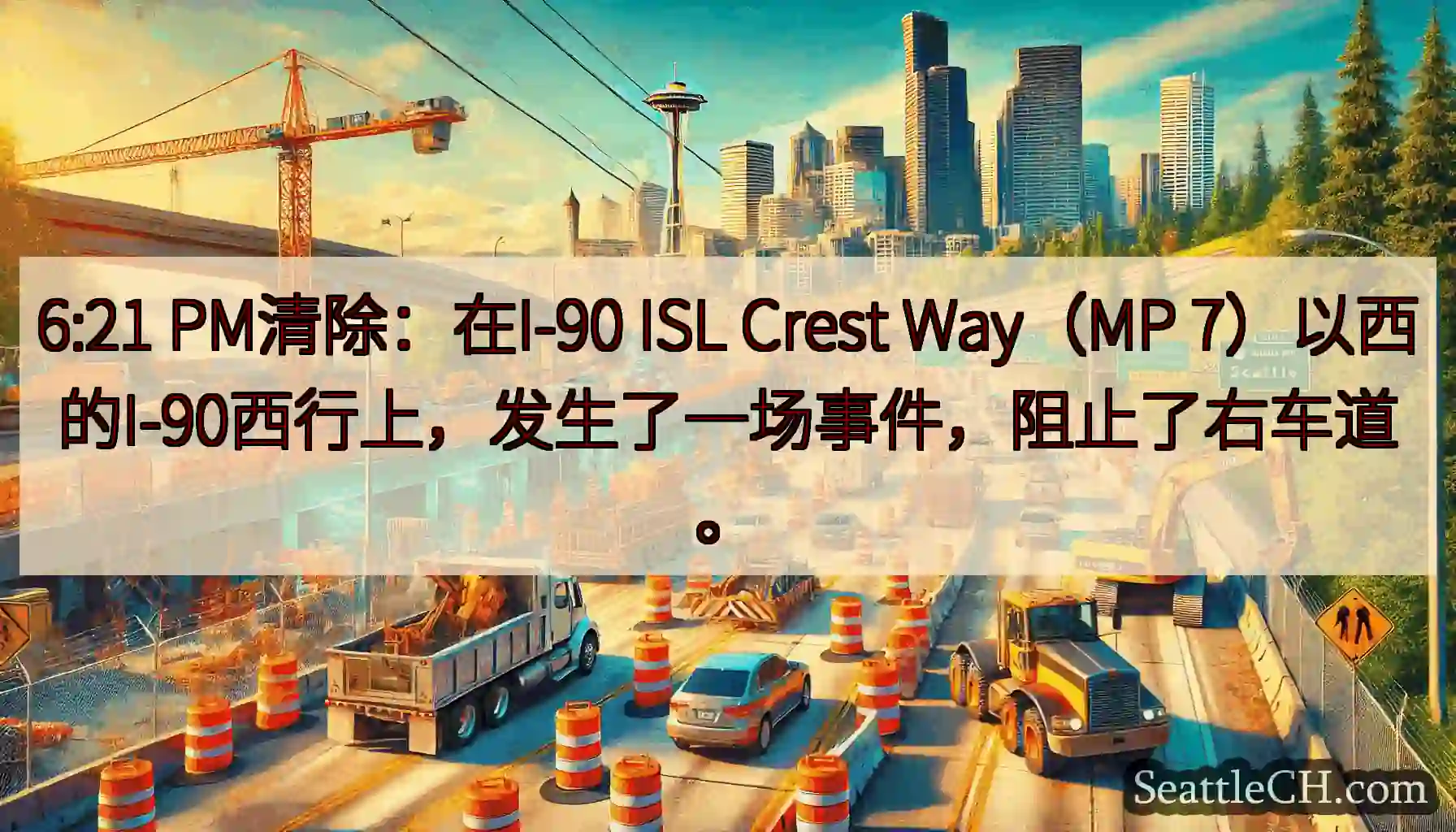 6:21 PM清除：在I-90 ISL Crest Way（MP