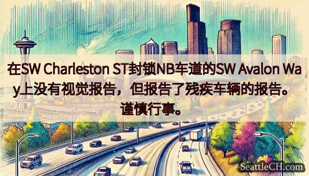 在SW Charleston ST封锁NB车道的SW Avalon