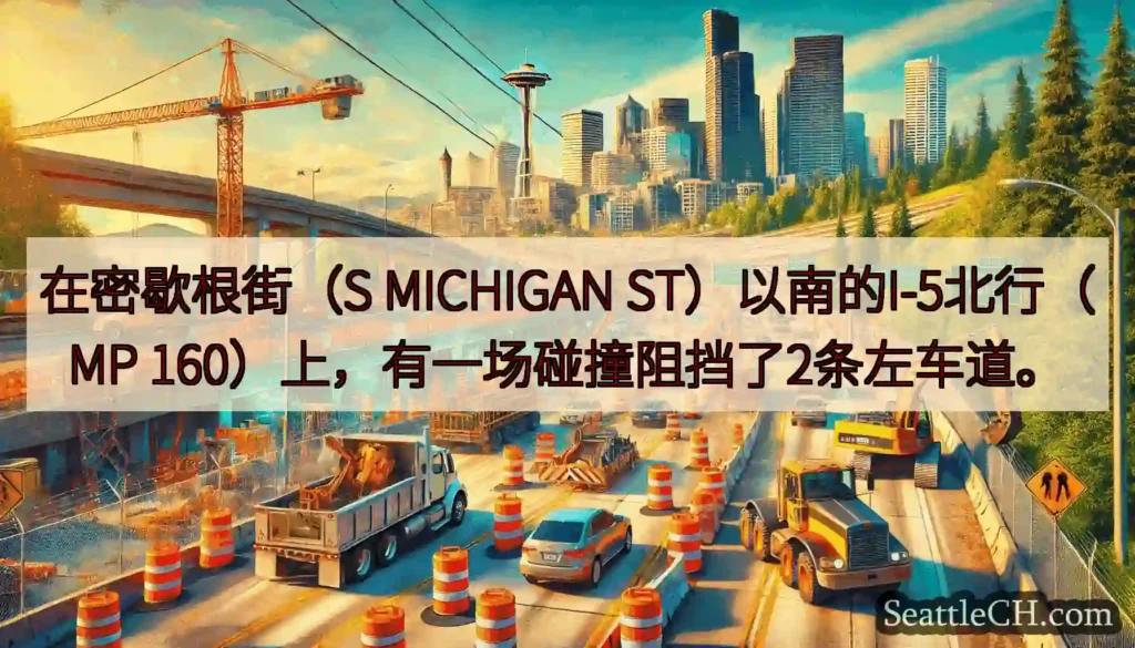 在密歇根街（S MICHIGAN ST）以南的I-5北行（MP