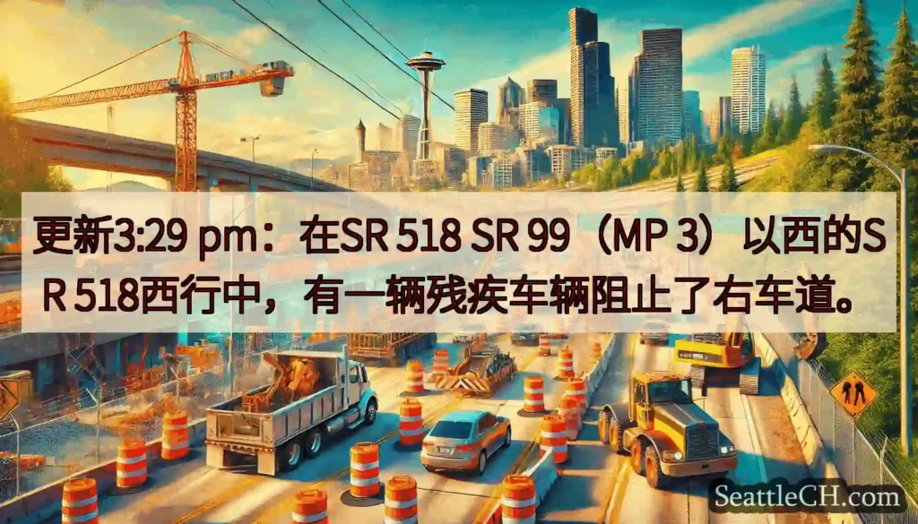 更新3:29 pm：在SR 518 SR 99（MP 3）以西的SR