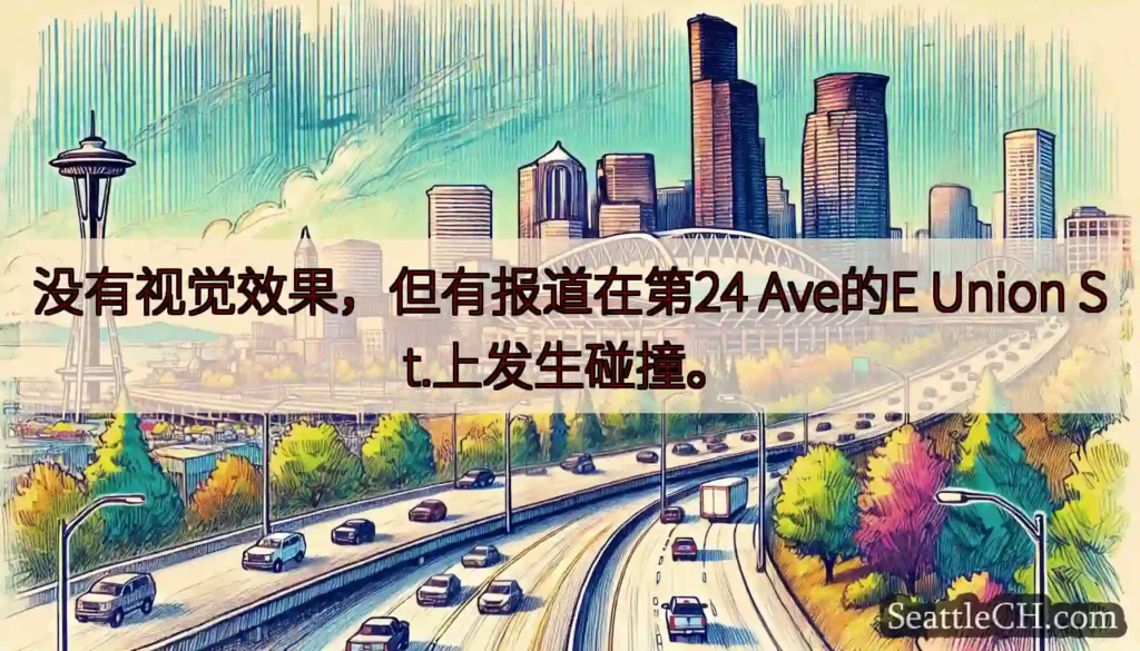 没有视觉效果，但有报道在第24 Ave的E Union St.上发生碰撞。