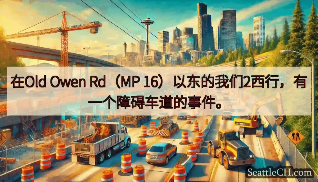 在Old Owen Rd（MP 16）以东的我们2西行，有一个障碍车道的事件。