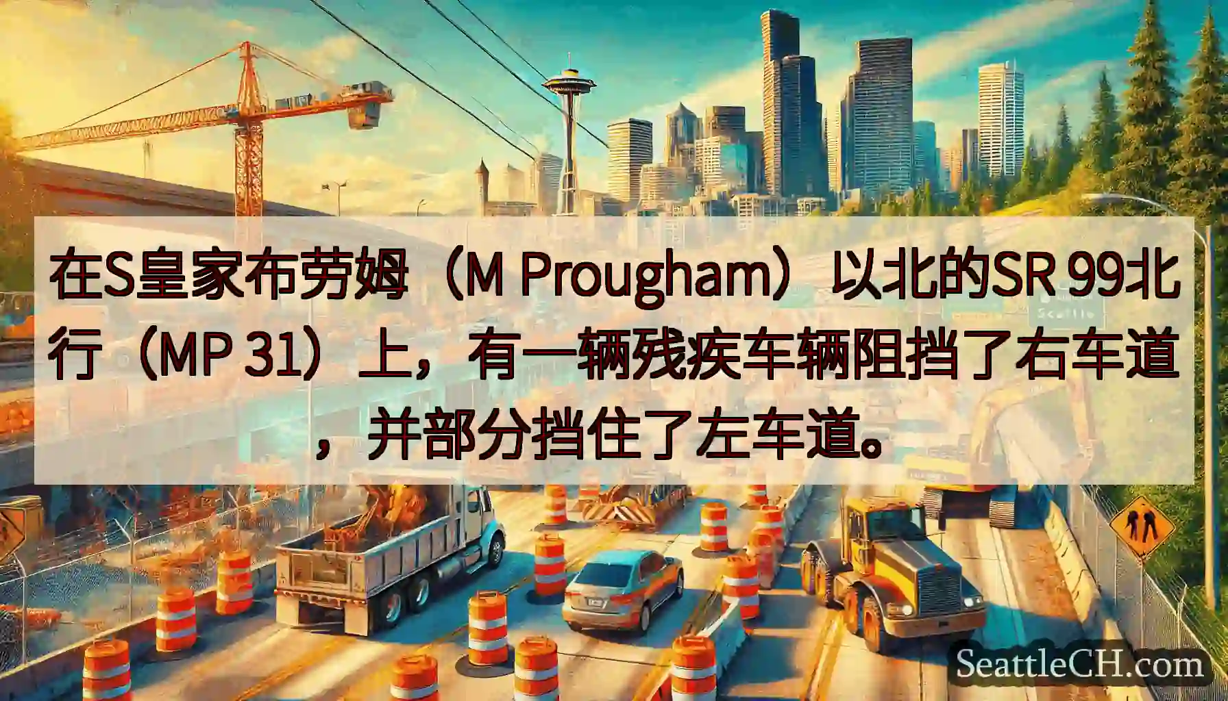 在S皇家布劳姆（M Prougham）以北的SR 99北行（MP