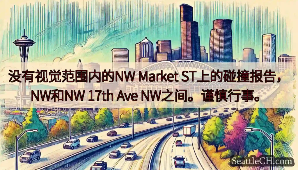 没有视觉范围内的NW Market ST上的碰撞报告，NW和NW 17th Ave