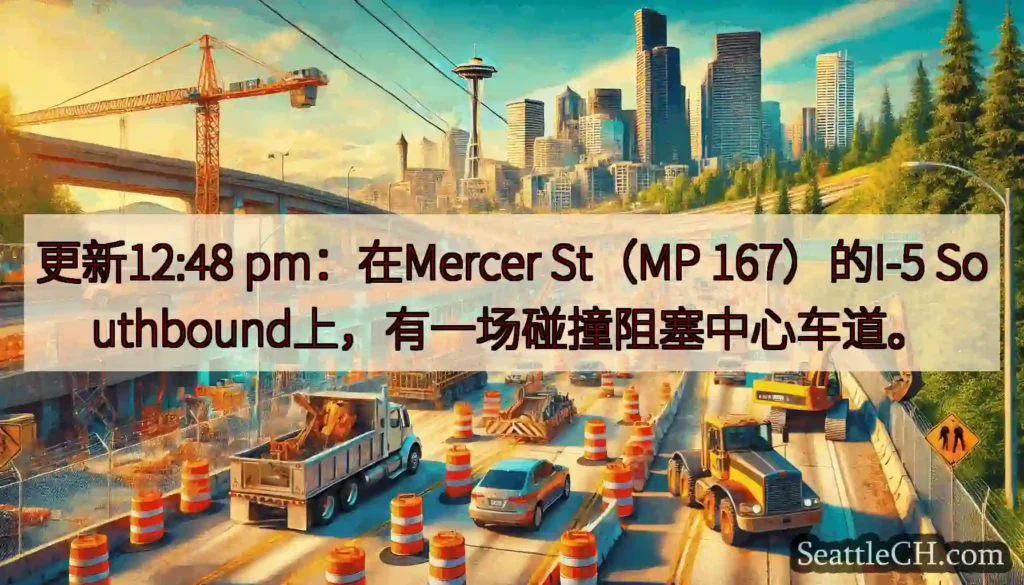 更新12:48 pm：在Mercer St（MP 167）的I-5