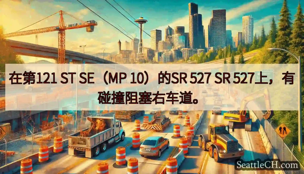 在第121 ST SE（MP 10）的SR 527 SR 527上，有碰撞阻塞右车道。