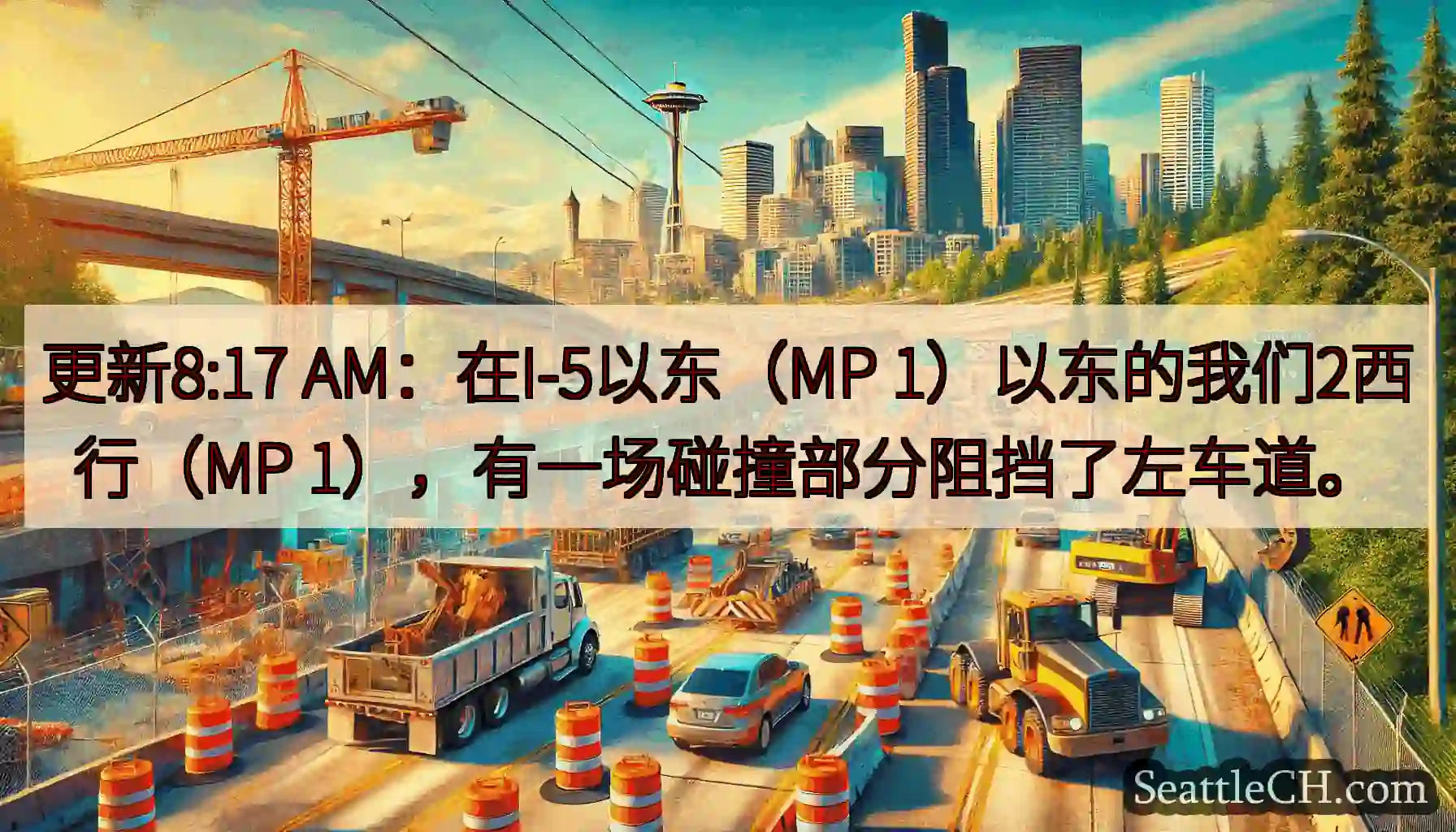 更新8:17 AM：在I-5以东（MP 1）以东的我们2西行（MP