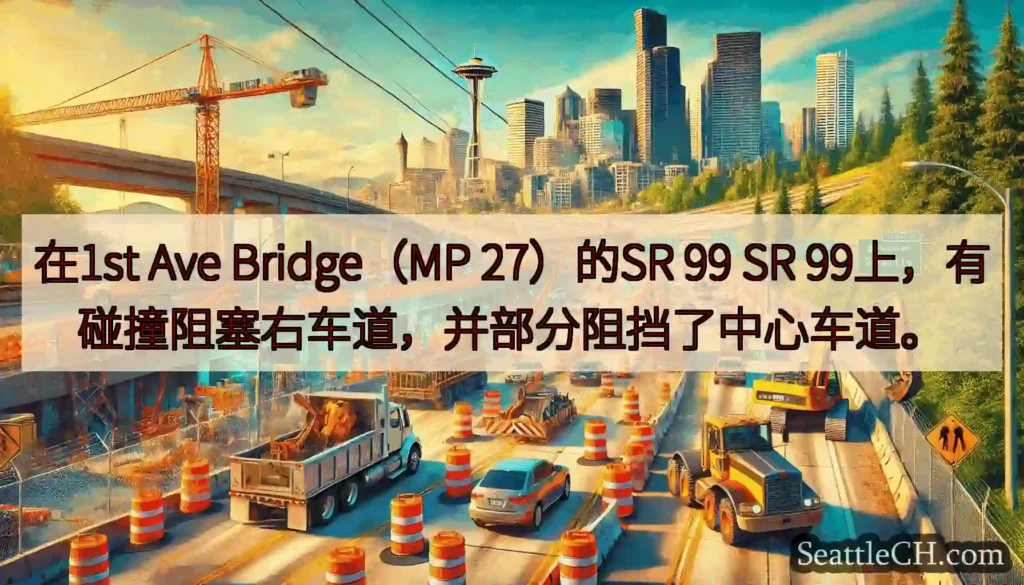 在1st Ave Bridge（MP 27）的SR 99 SR