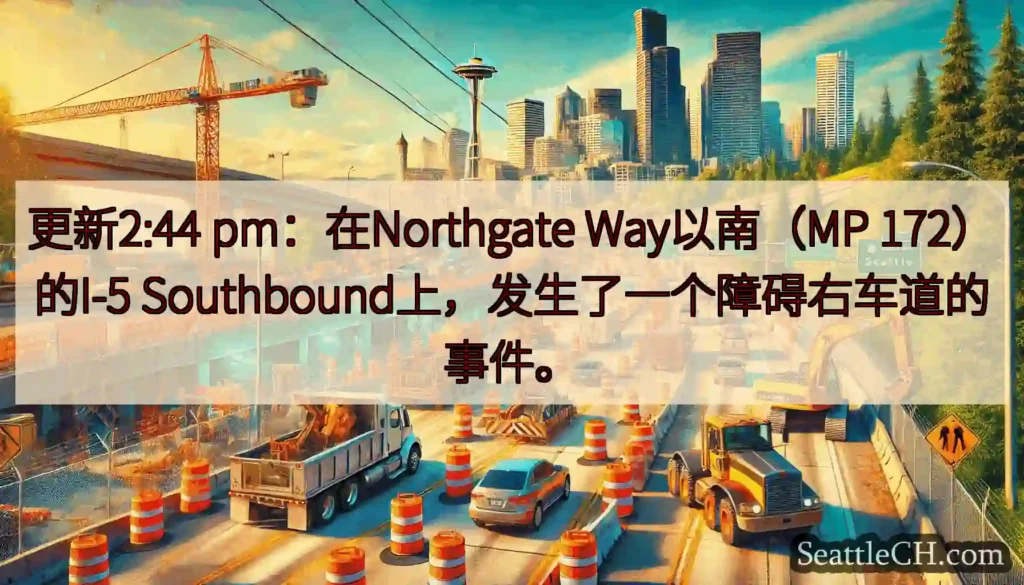 更新2:44 pm：在Northgate Way以南（MP 172）的I-5