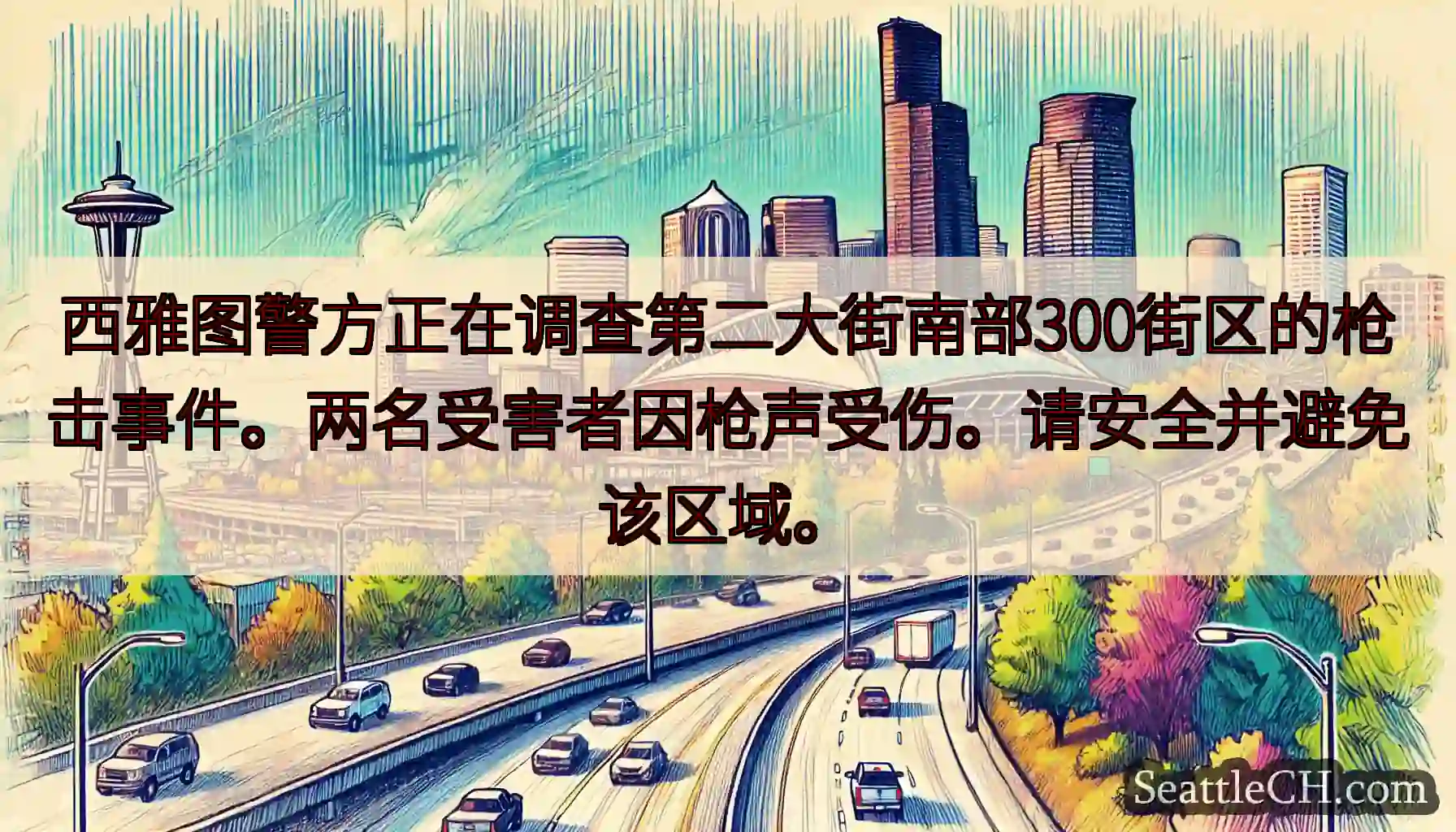 西雅图警方正在调查第二大街南部300街区的枪击事件。两名受害者因枪声受伤。请安全并避免该区域。