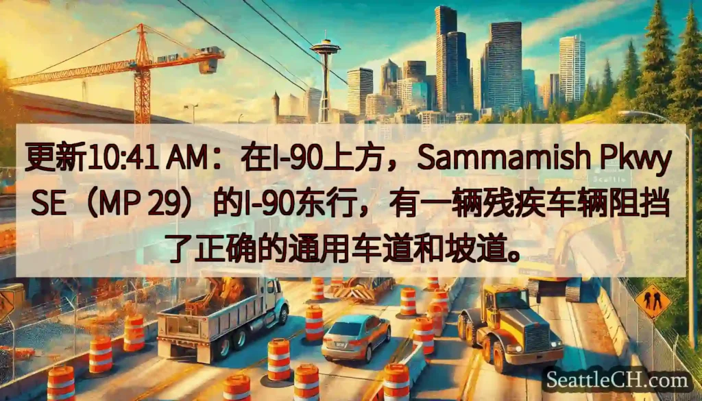 更新10:41 AM：在I-90上方，Sammamish Pkwy SE（MP