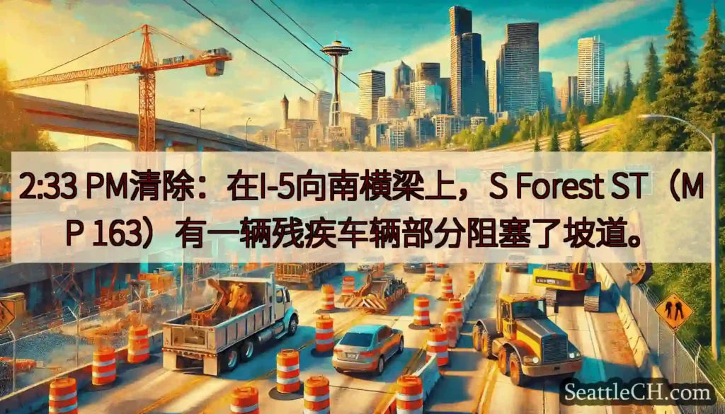 2:33 PM清除：在I-5向南横梁上，S Forest ST（MP