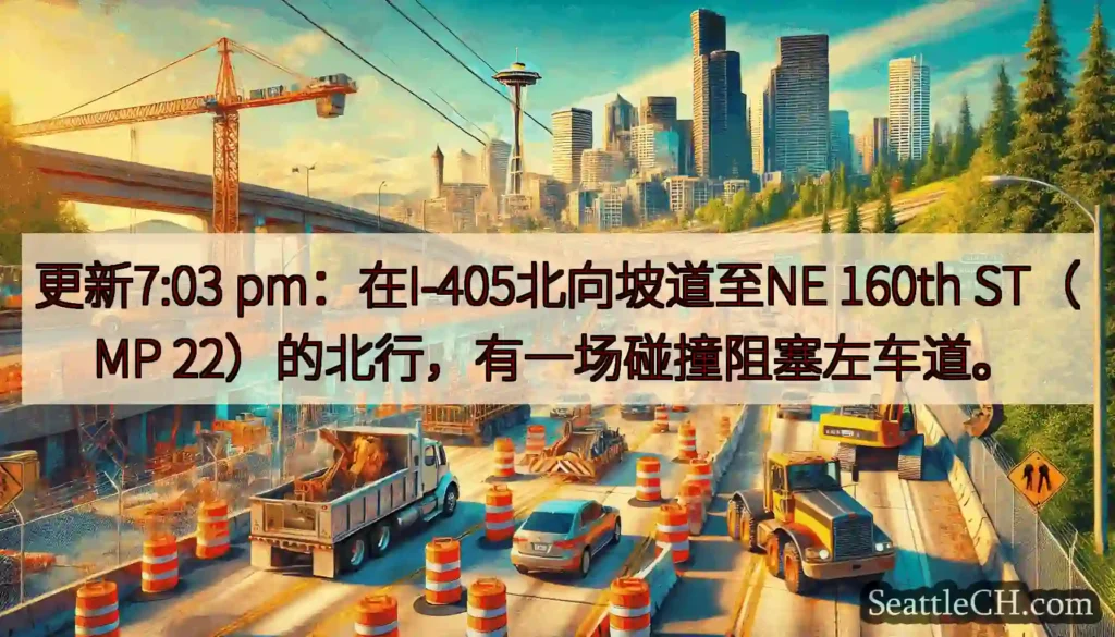 更新7:03 pm：在I-405北向坡道至NE 160th ST（MP