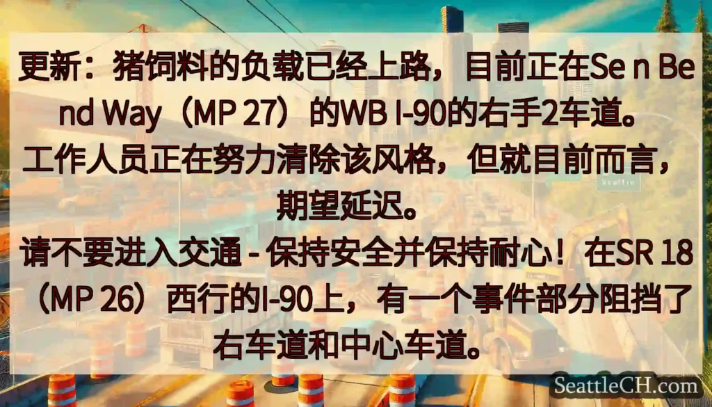 更新：猪饲料的负载已经上路，目前正在Se n Bend Way（MP 27）的WB