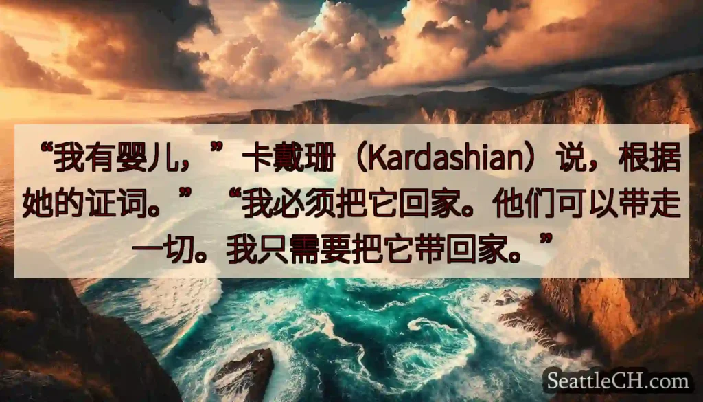 “我有婴儿，”卡戴珊（Kardashian）说，根据她的证词。”“我必须把它回家。他们可以带走一切。