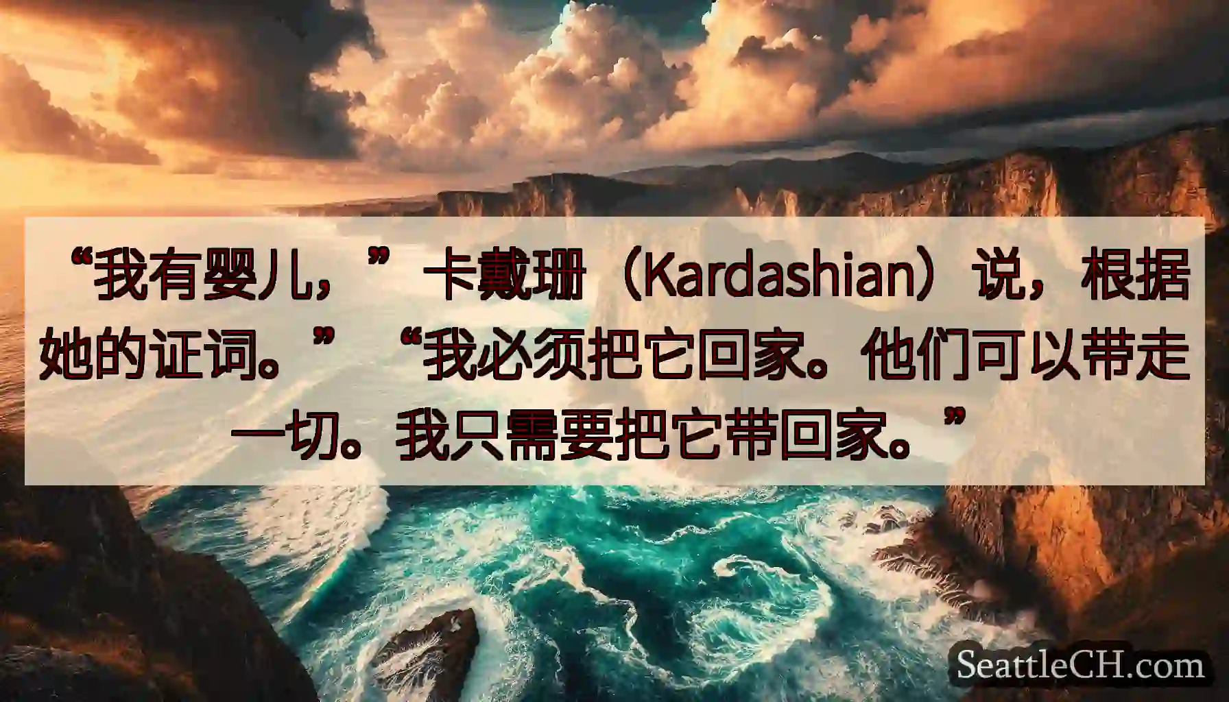 “我有婴儿，”卡戴珊（Kardashian）说，根据她的证词。”“我必须把它回家。他们可以带走一切。
