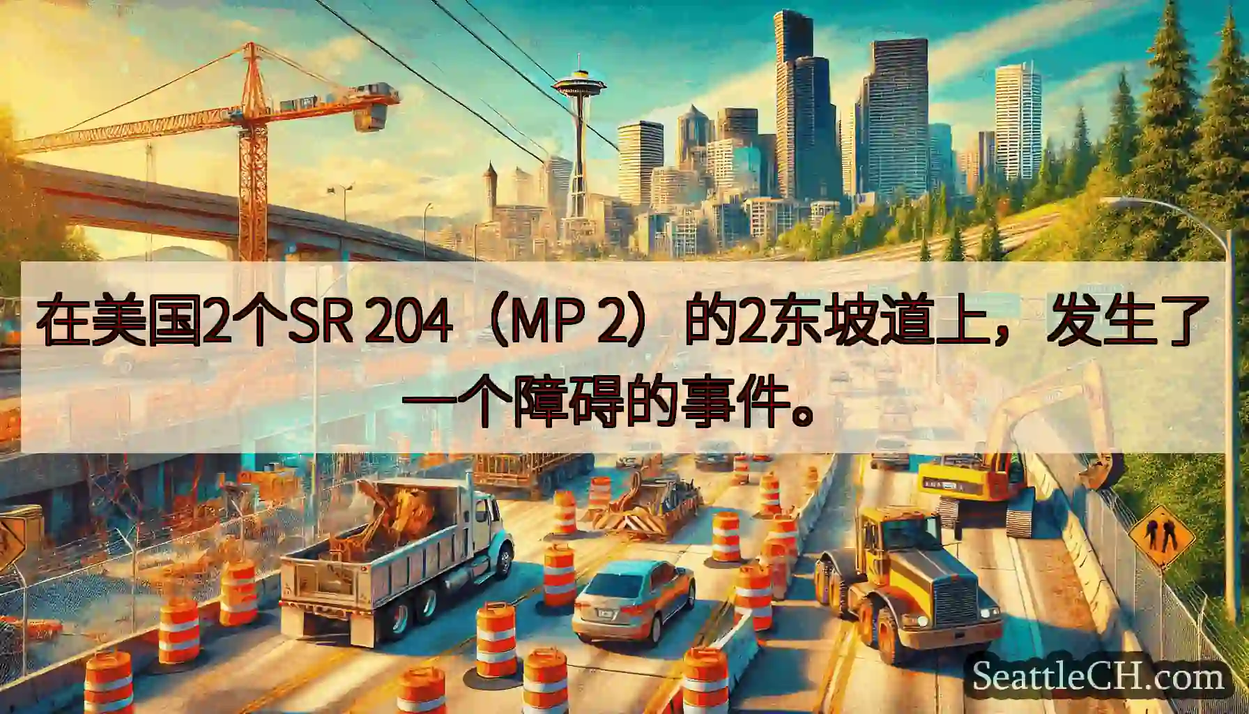 在美国2个SR 204（MP 2）的2东坡道上，发生了一个障碍的事件。