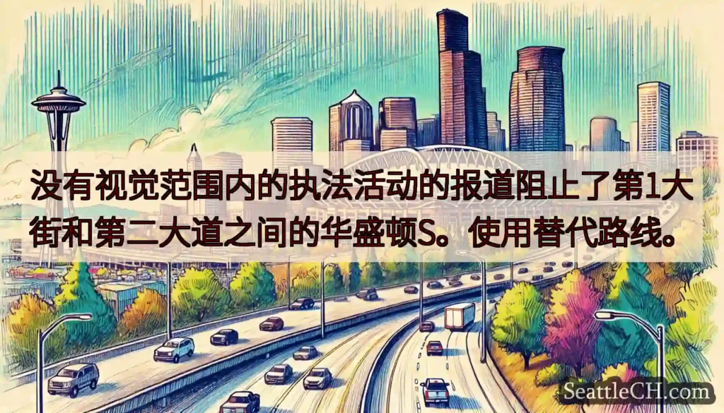没有视觉范围内的执法活动的报道阻止了第1大街和第二大道之间的华盛顿S。使用替代路线。