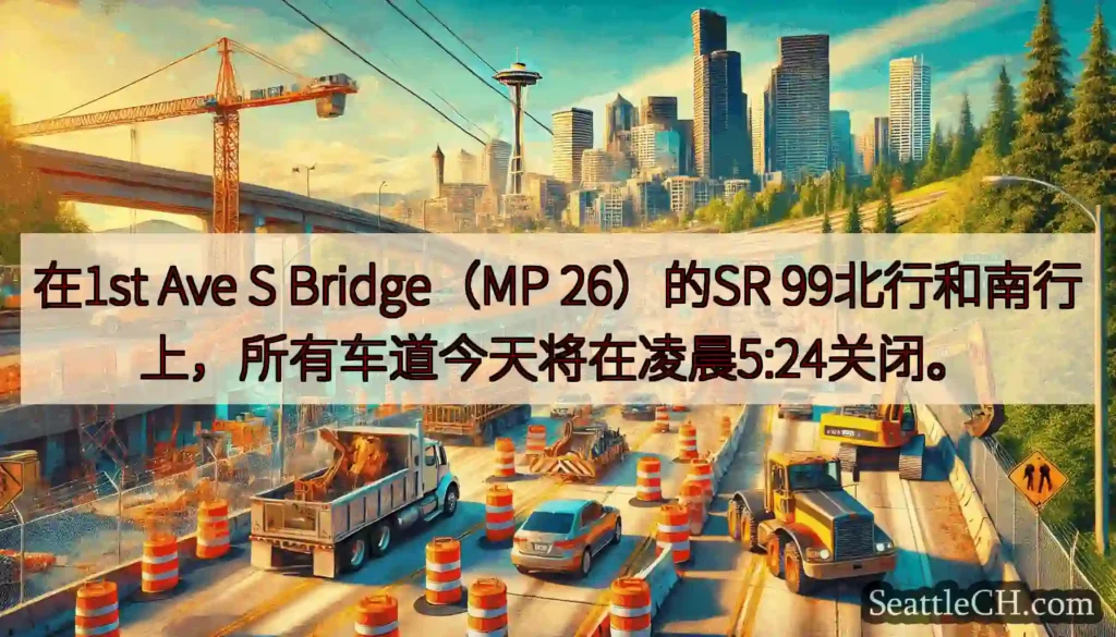 在1st Ave S Bridge（MP 26）的SR