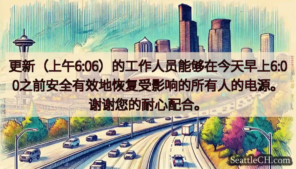 更新（上午6:06）的工作人员能够在今天早上6:00之前安全有效地恢复受影响的所有人的电源。谢谢您的