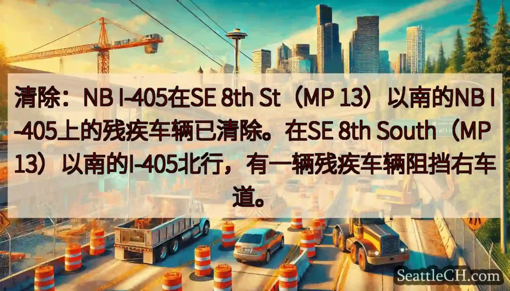 清除：NB I-405在SE 8th St（MP 13）以南的NB