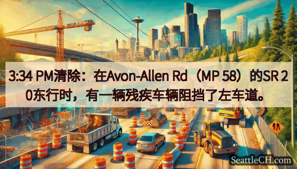 3:34 PM清除：在Avon-Allen Rd（MP 58）的SR