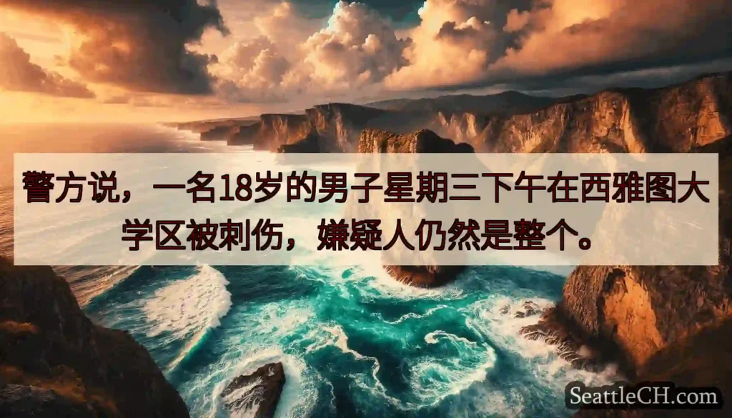 警方说，一名18岁的男子星期三下午在西雅图大学区被刺伤，嫌疑人仍然是整个。
