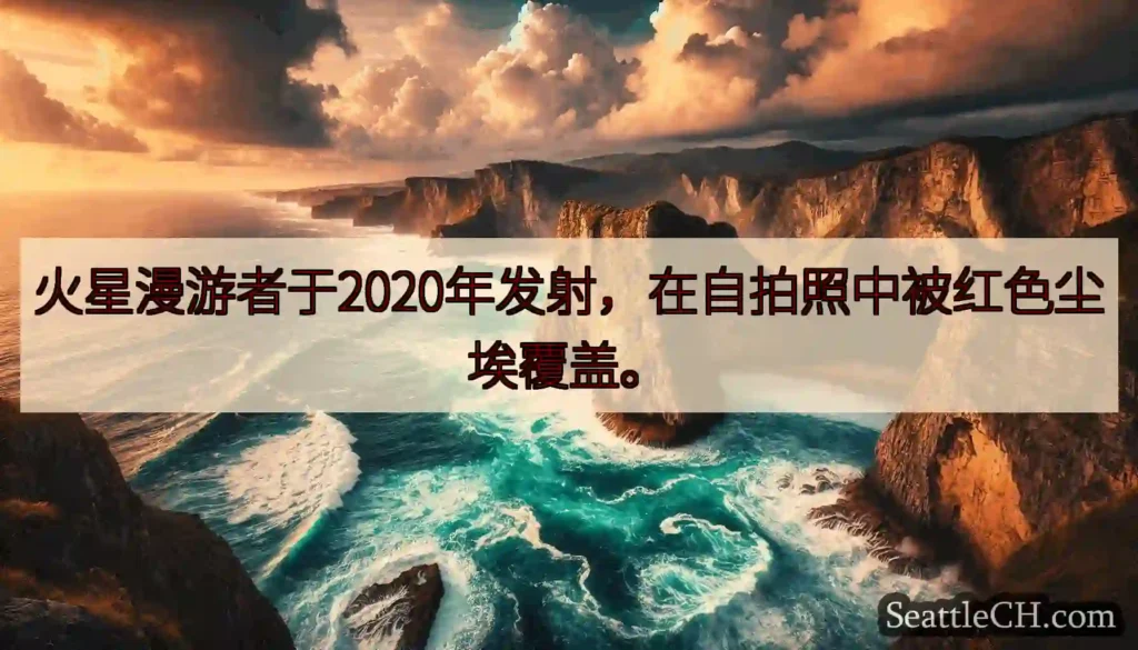 火星漫游者于2020年发射，在自拍照中被红色尘埃覆盖。