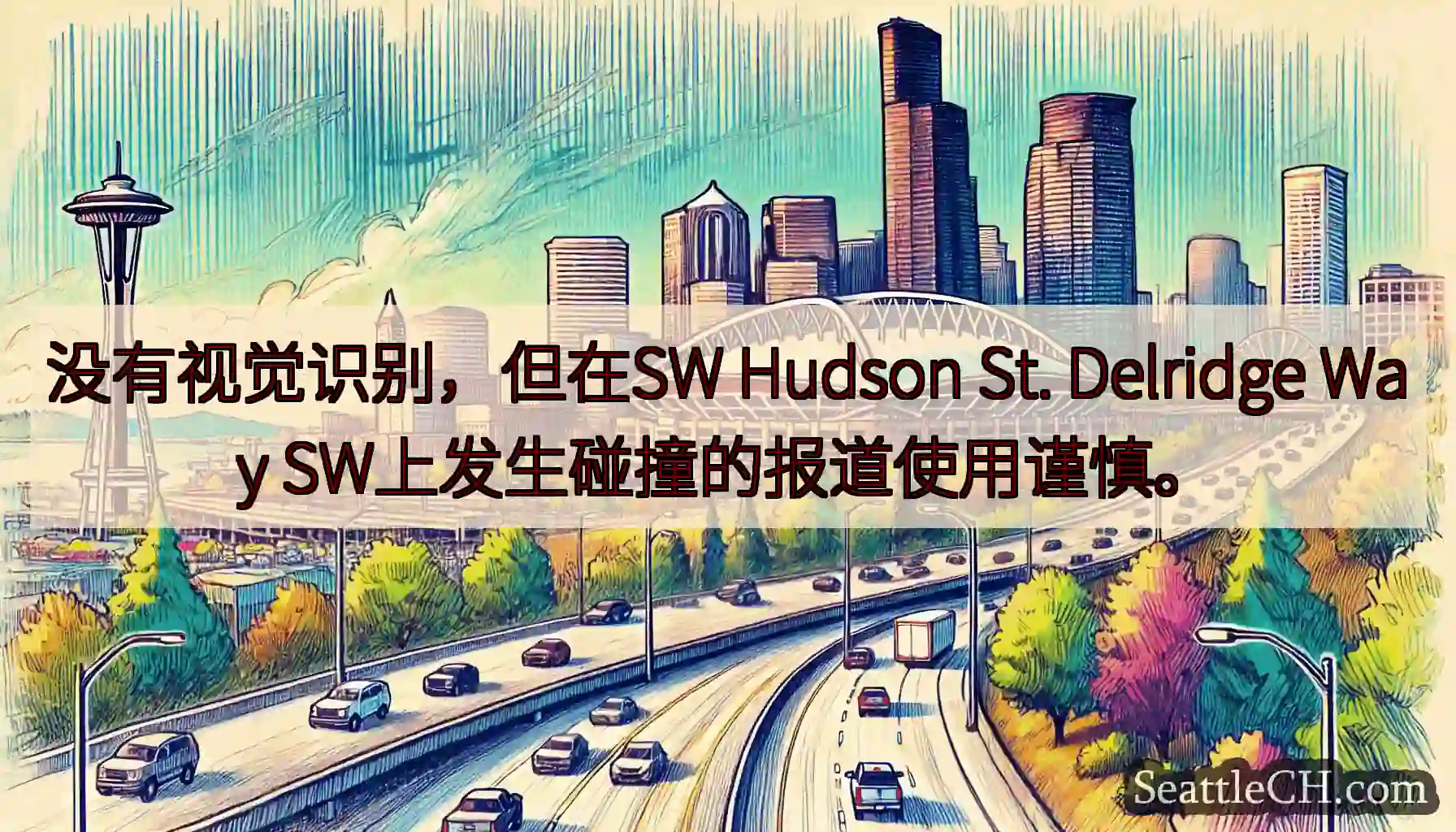 没有视觉识别，但在SW Hudson St. Delridge Way