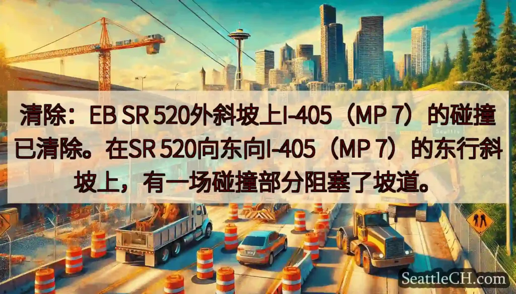 清除：EB SR 520外斜坡上I-405（MP 7）的碰撞已清除。在SR