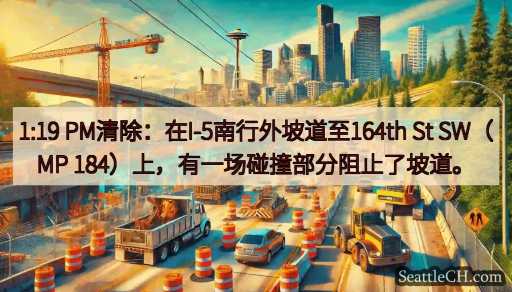 1:19 PM清除：在I-5南行外坡道至164th St SW（MP
