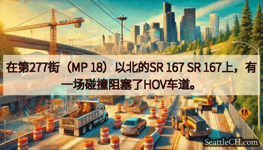 在第277街（MP 18）以北的SR 167 SR 167上，有一场碰撞阻塞了HOV车道。