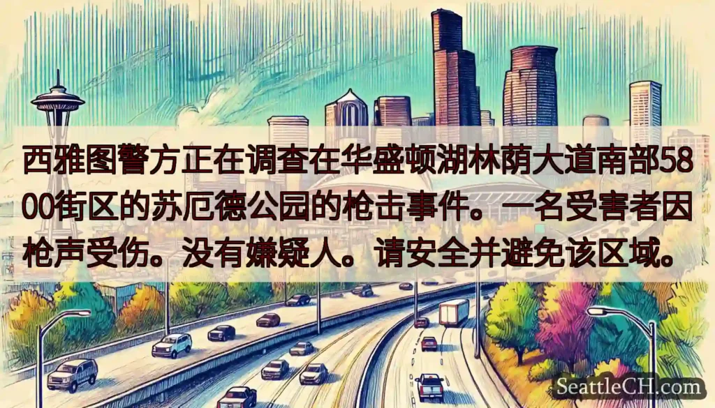 西雅图警方正在调查在华盛顿湖林荫大道南部5800街区的苏厄德公园的枪击事件。一名受害者因枪声受伤。没