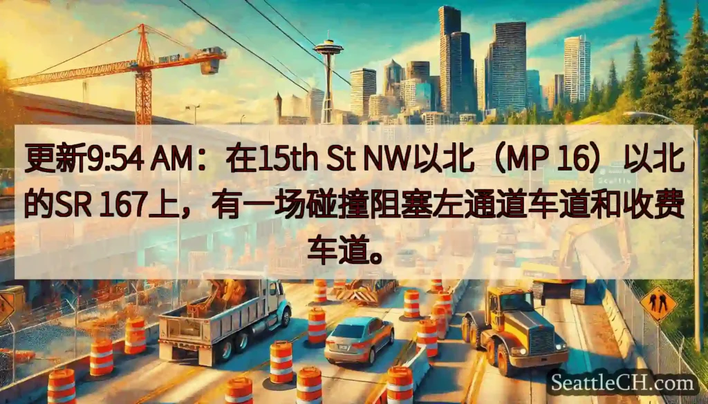 更新9:54 AM：在15th St NW以北（MP 16）以北的SR