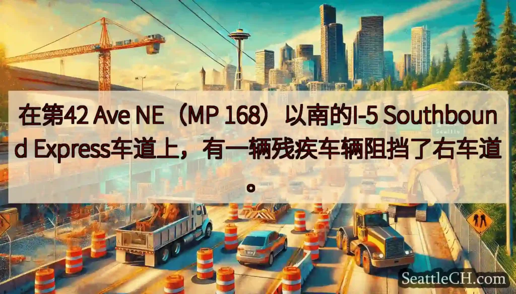 在第42 Ave NE（MP 168）以南的I-5 Southbound