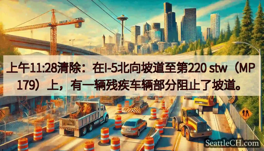 上午11:28清除：在I-5北向坡道至第220 stw（MP