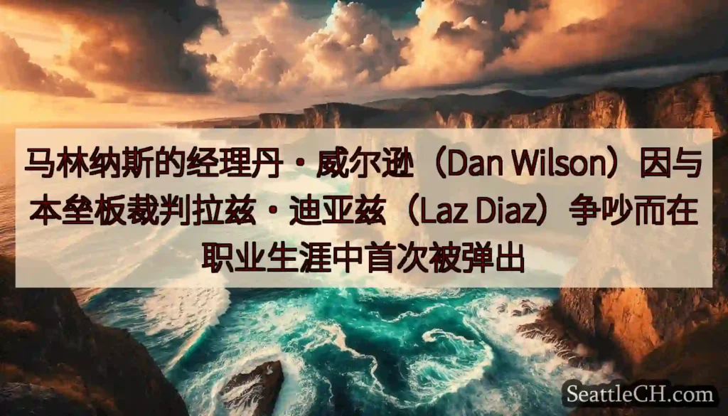 马林纳斯的经理丹·威尔逊（Dan Wilson）因与本垒板裁判拉兹·迪亚兹（Laz