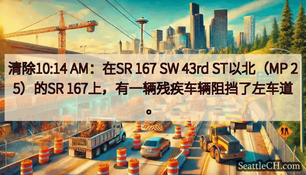 清除10:14 AM：在SR 167 SW 43rd ST以北（MP 25）的SR