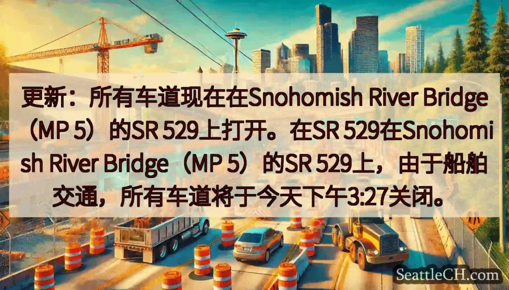 更新：所有车道现在在Snohomish River Bridge（MP 5）的SR