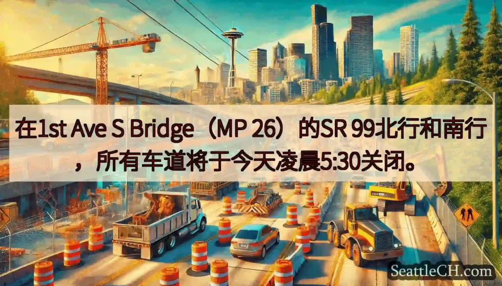 在1st Ave S Bridge（MP 26）的SR