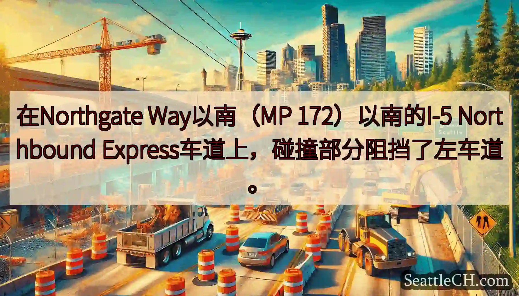 在Northgate Way以南（MP 172）以南的I-5 Northbound
