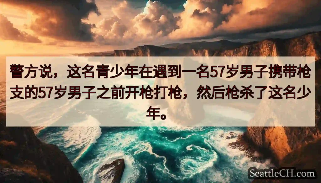 警方说，这名青少年在遇到一名57岁男子携带枪支的57岁男子之前开枪打枪，然后枪杀了这名少年。