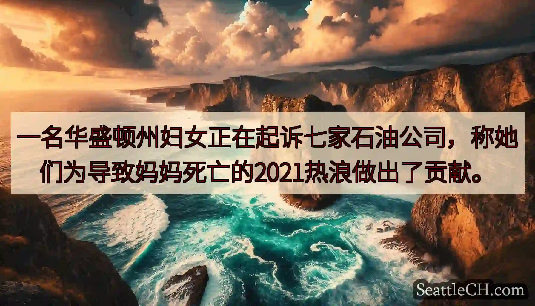 一名华盛顿州妇女正在起诉七家石油公司，称她们为导致妈妈死亡的2021热浪做出了贡献。