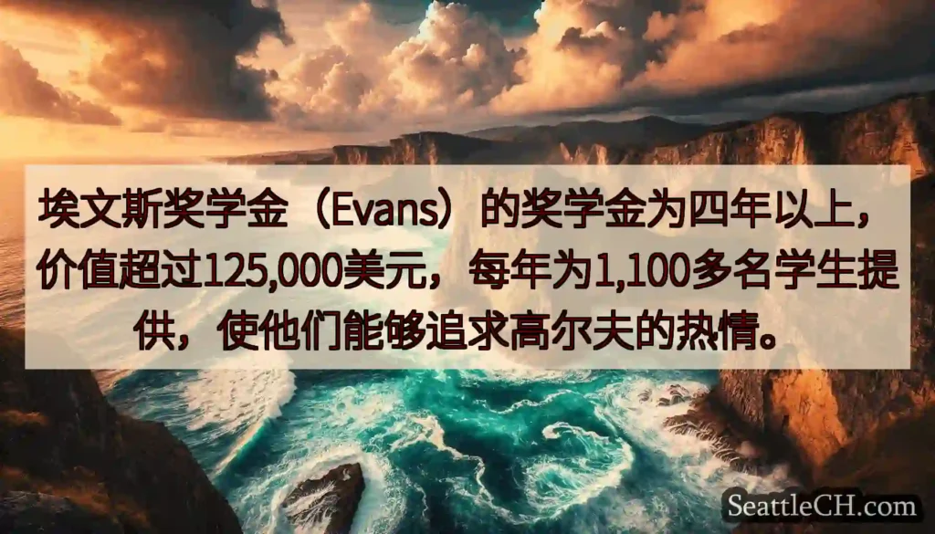 埃文斯奖学金（Evans）的奖学金为四年以上，价值超过125,000美元，每年为1,100多名学生提