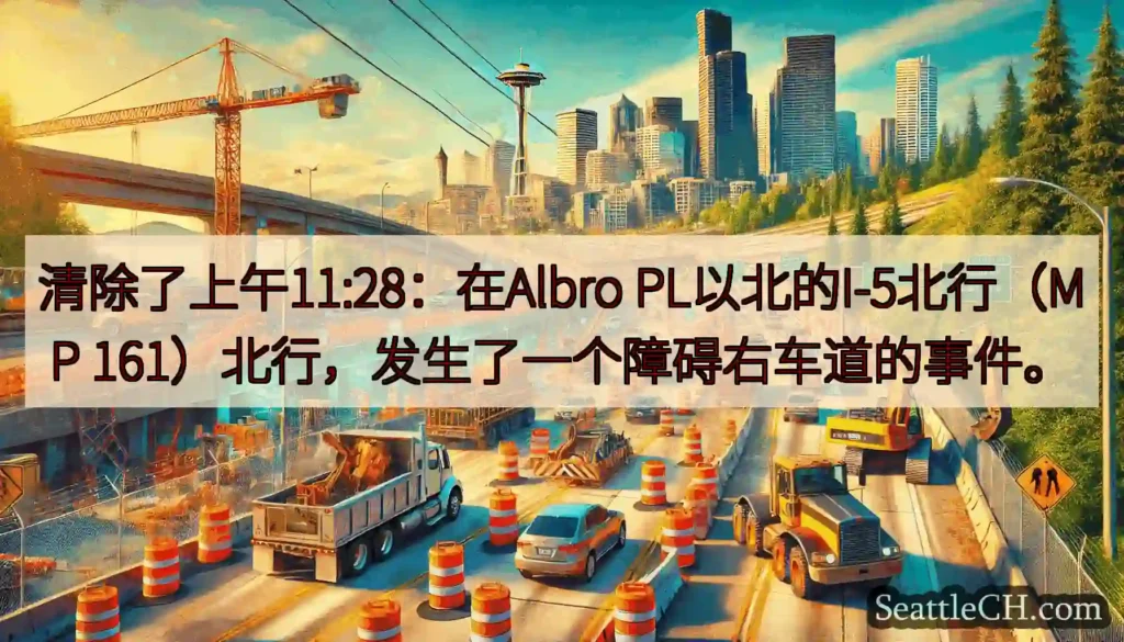 清除了上午11:28：在Albro PL以北的I-5北行（MP