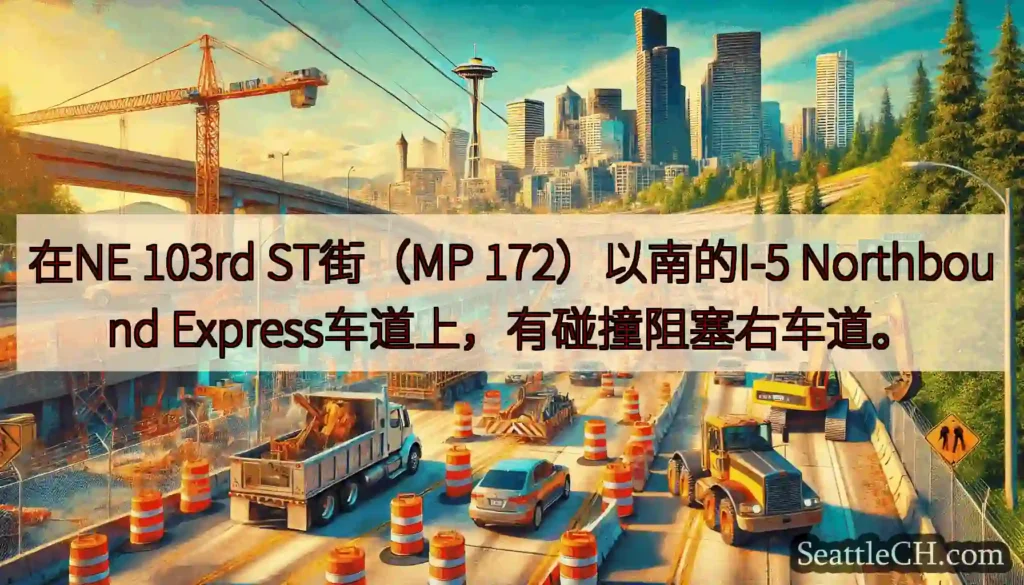 在NE 103rd ST街（MP 172）以南的I-5 Northbound