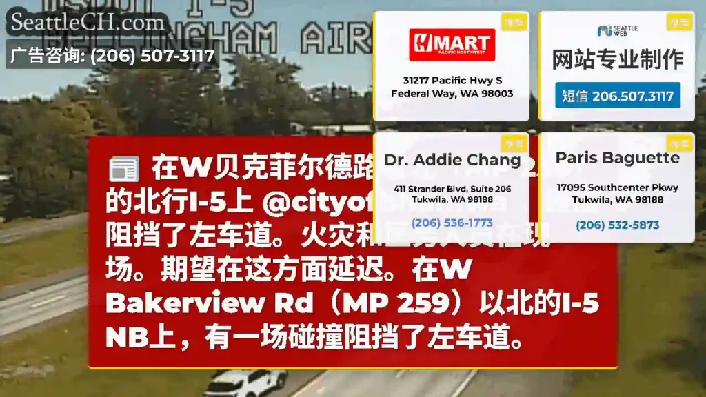 在W贝克菲尔德路以北（MP 259）的北行I-5上