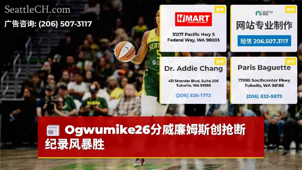Ogwumike26分威廉姆斯创抢断纪录风暴胜