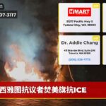 西雅图抗议者焚美旗抗ICE
